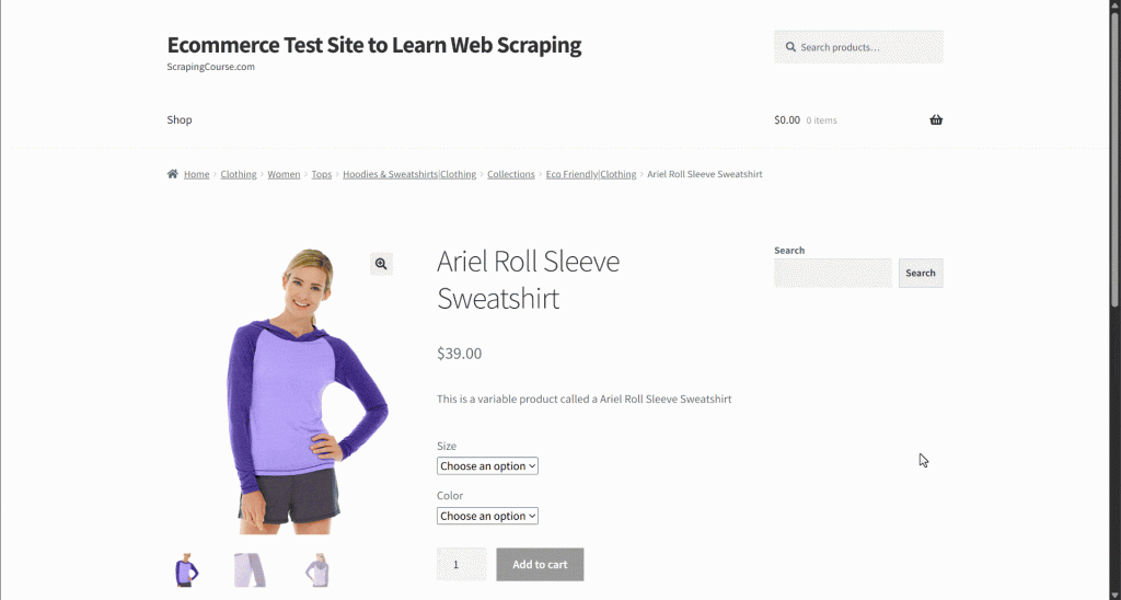 The target page