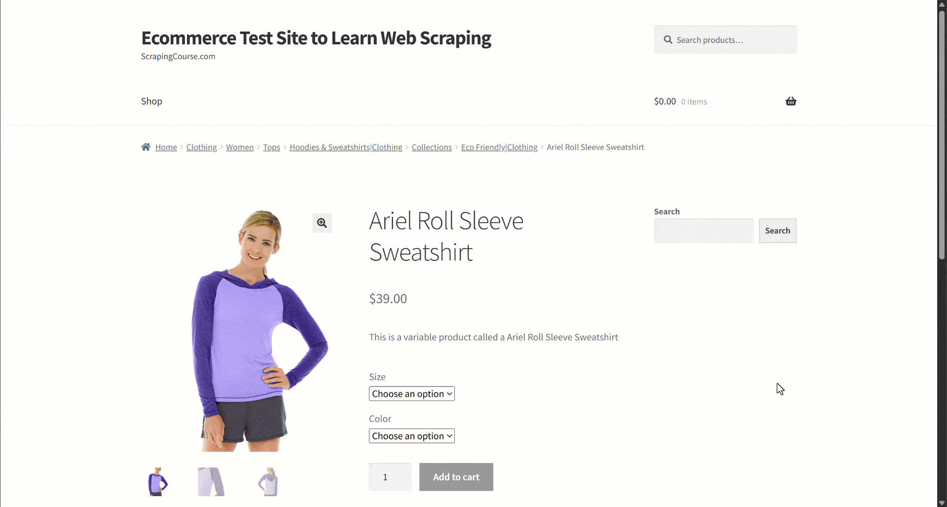 The target page