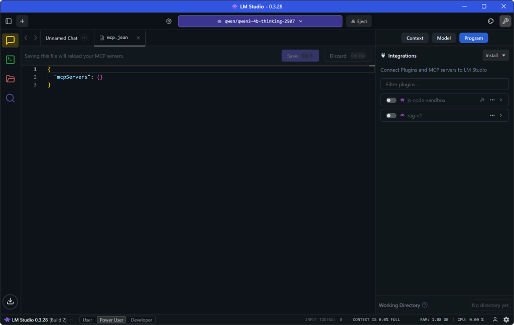 The initial mcp.json file