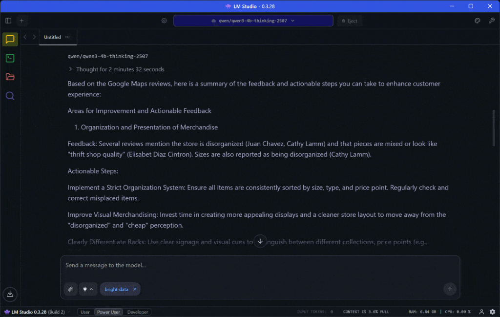 The feedback analysis report produced by local AI