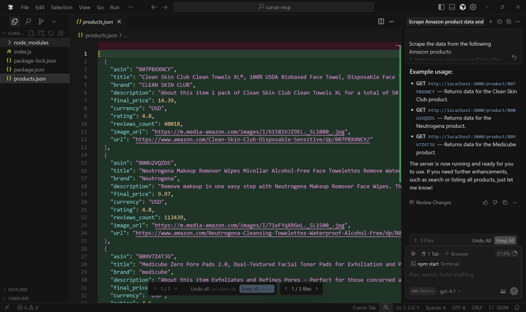 The products.json file