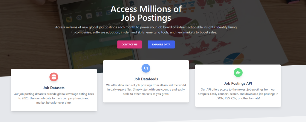 Techmap's job postings data page