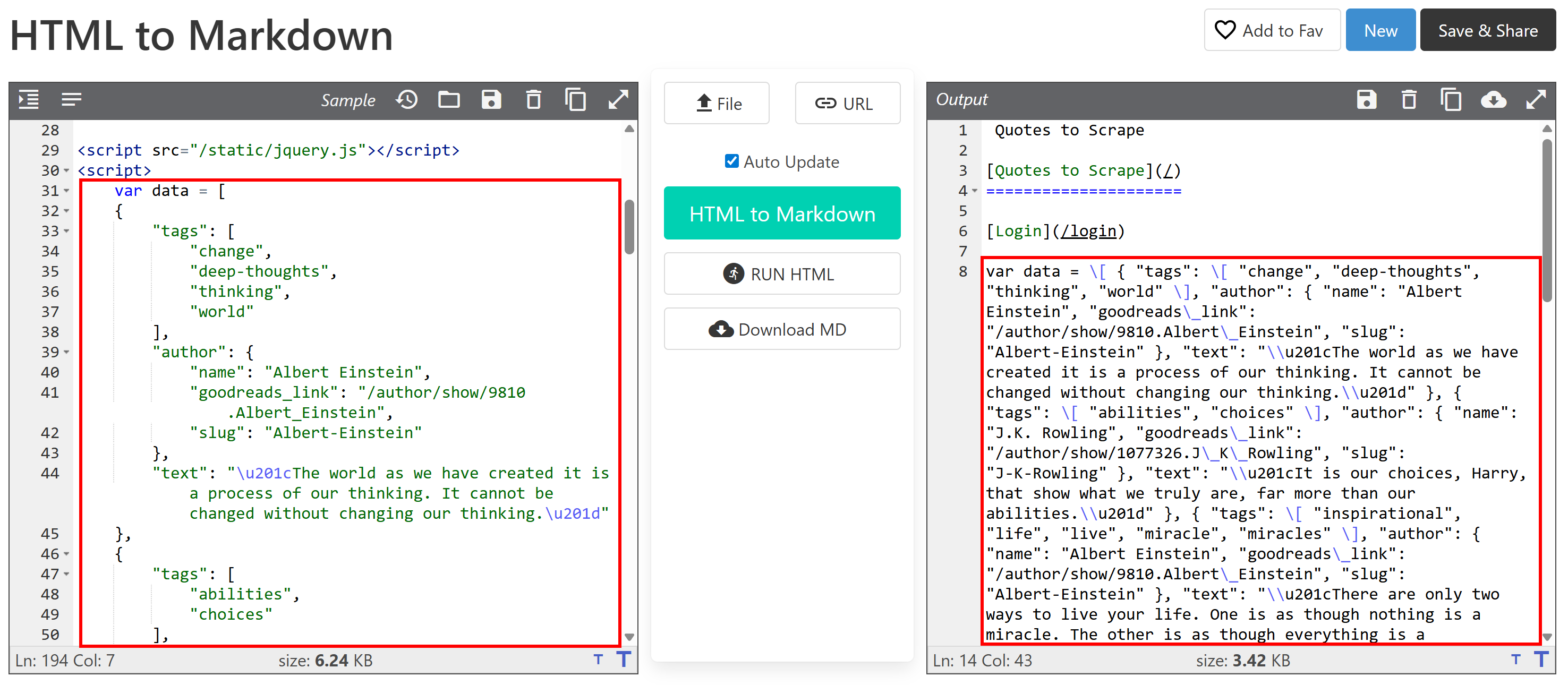 The content of the <script type=