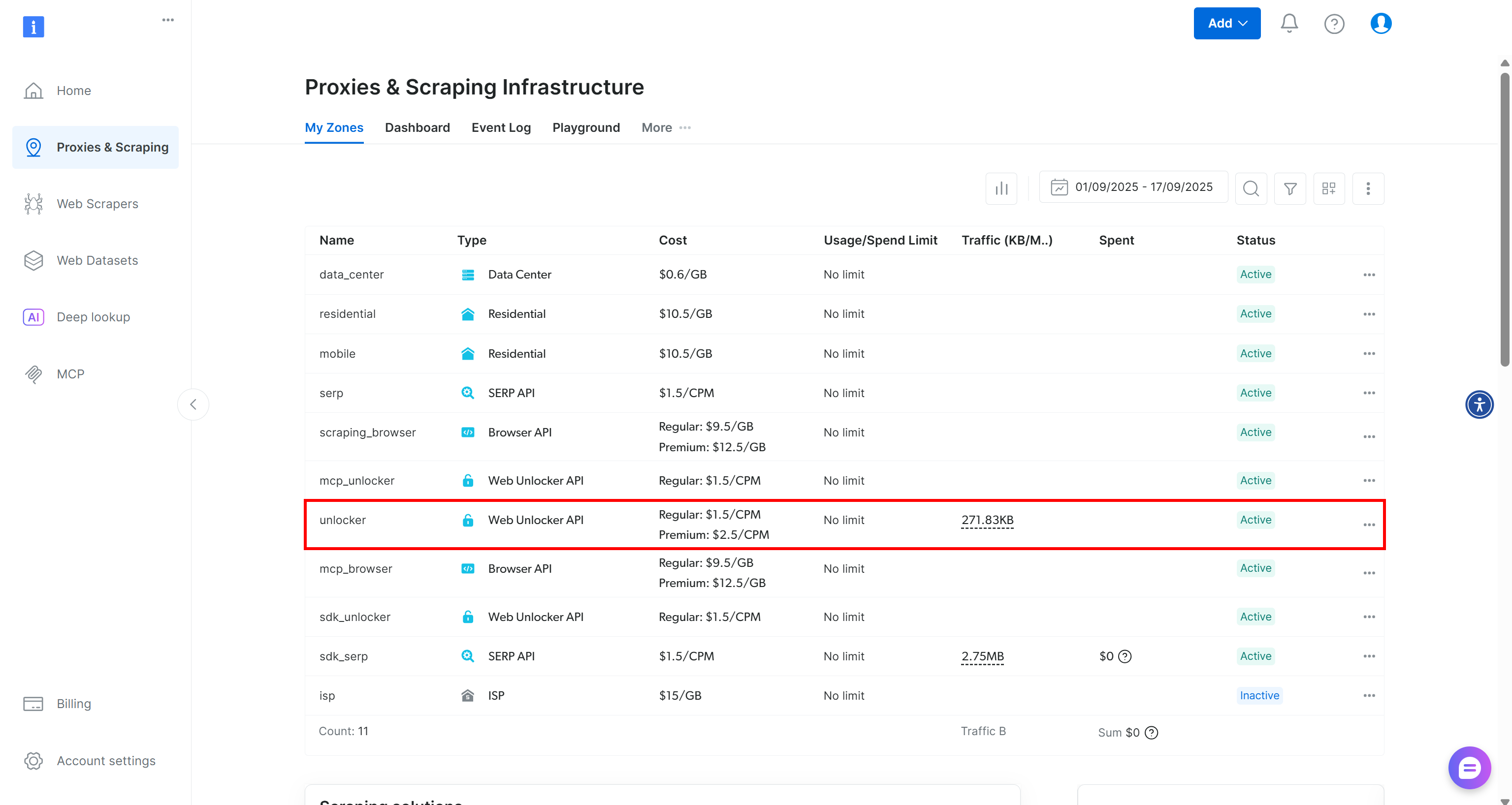 The “Proxies and Scraping Infrastructure” page