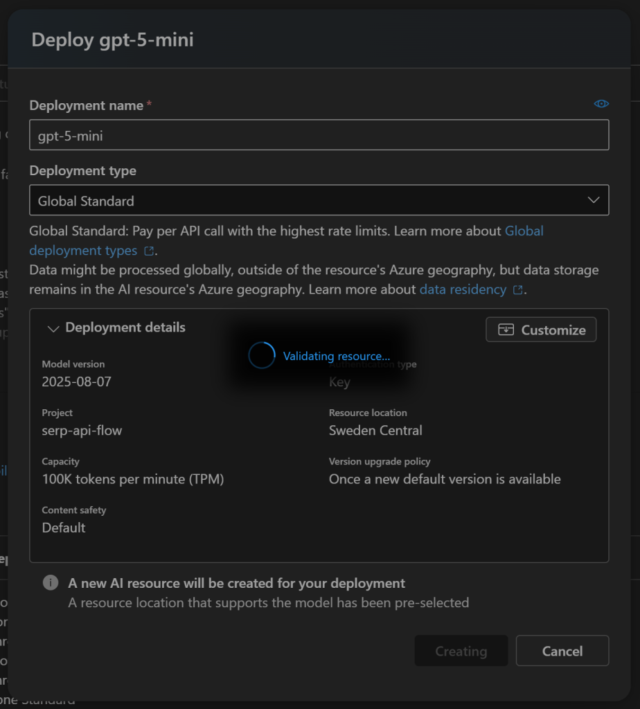 Waiting for the model to be deployed