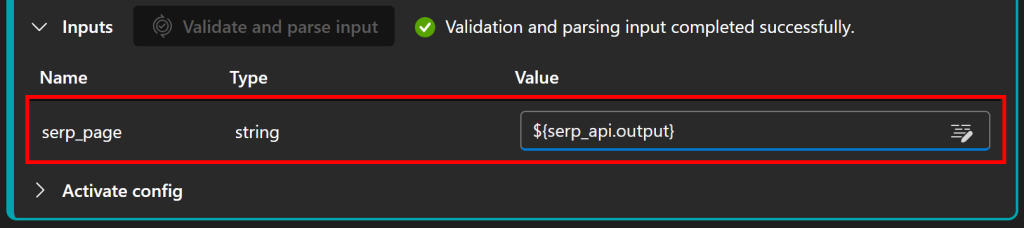 Setting the node's inputs