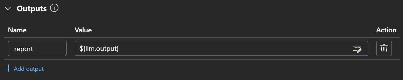 Defining the “report” output