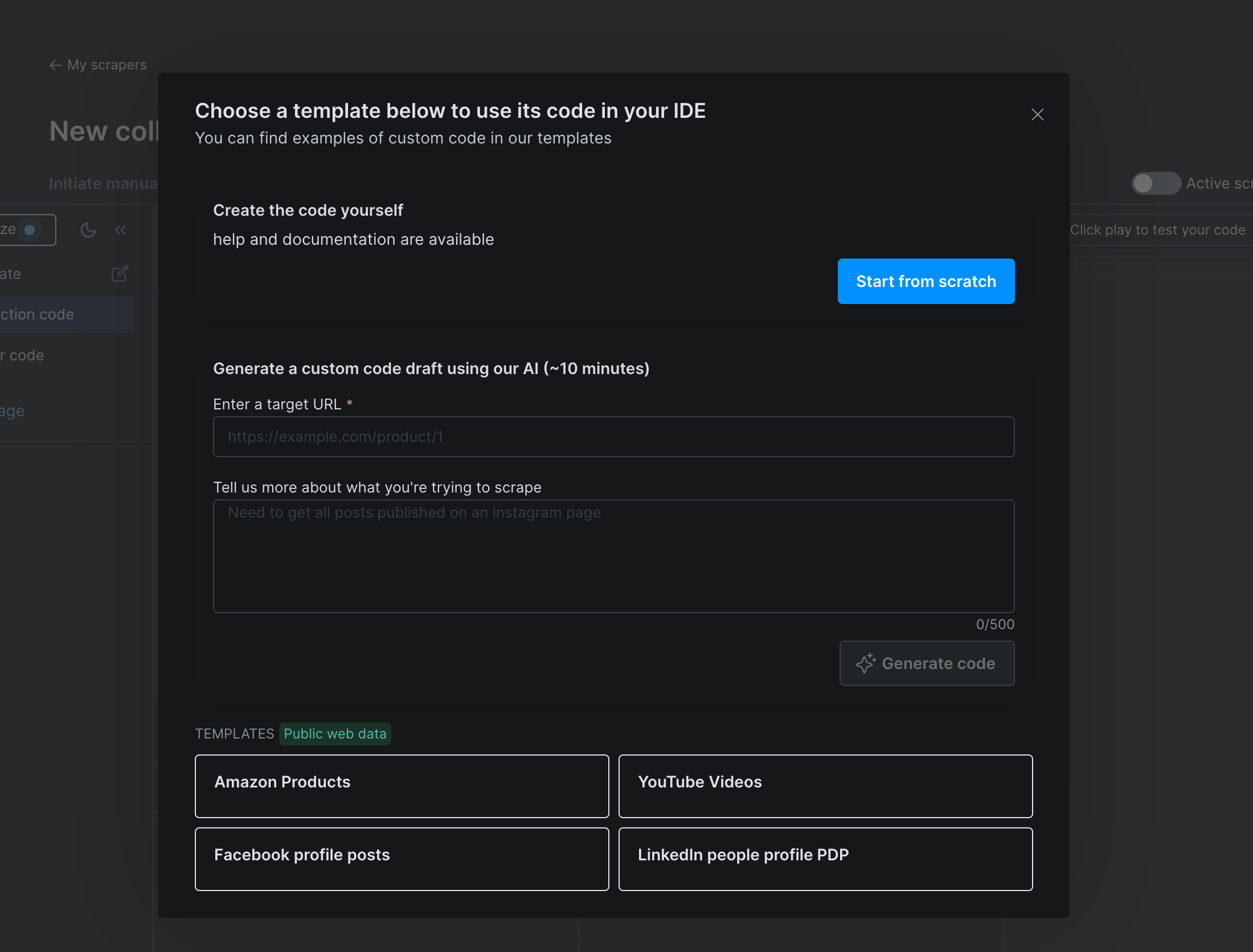 Bright Data's dashboard