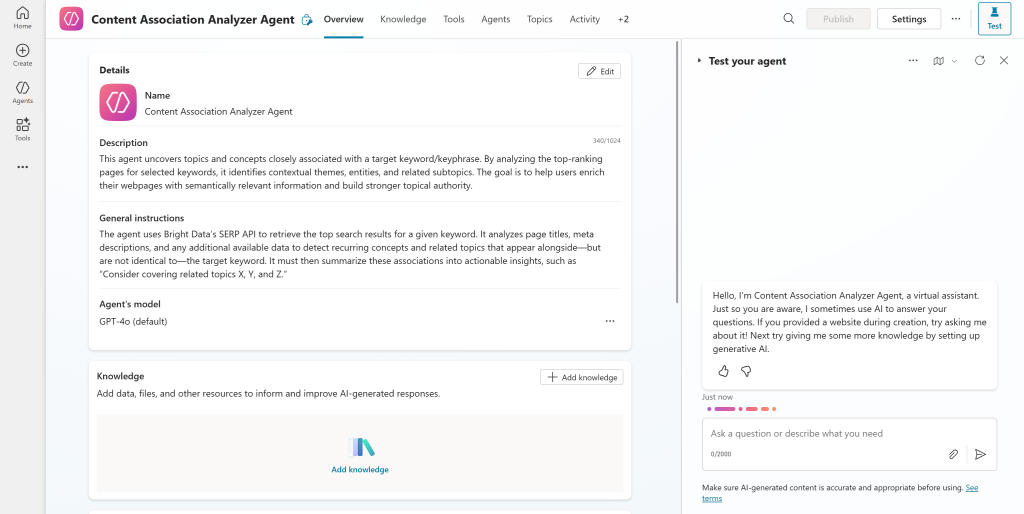 The AI agent management platform in Copilot Studio