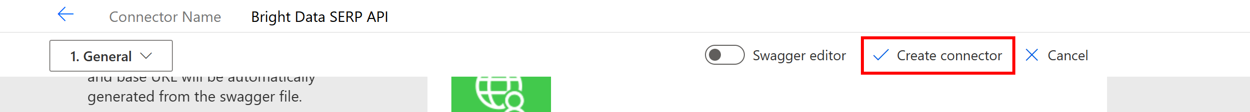 Clicking the “Create connector” button