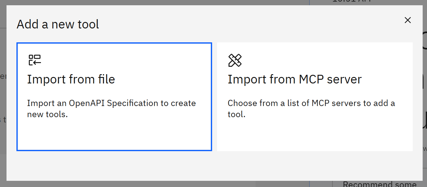 Selecting the “Import from file” option