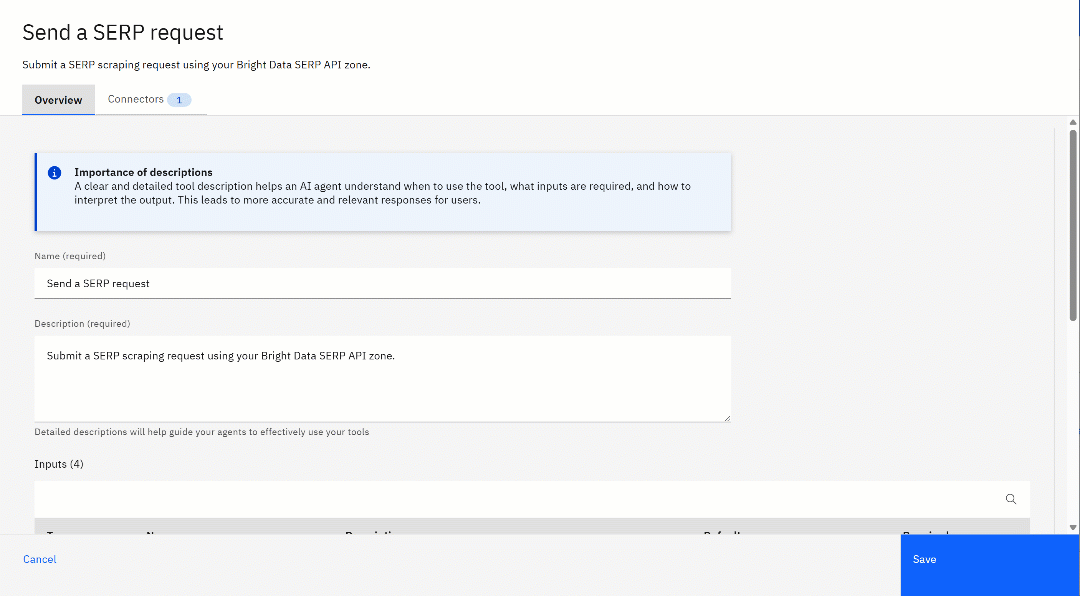 Reviewing the “Send a SERP request” info