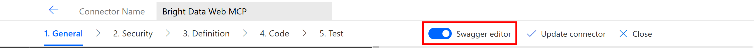 Toggling “Swagger editor”