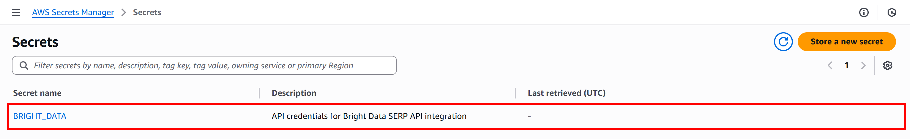 Note the “BRIGHT_DATA” secret in AWS Secrets Manager