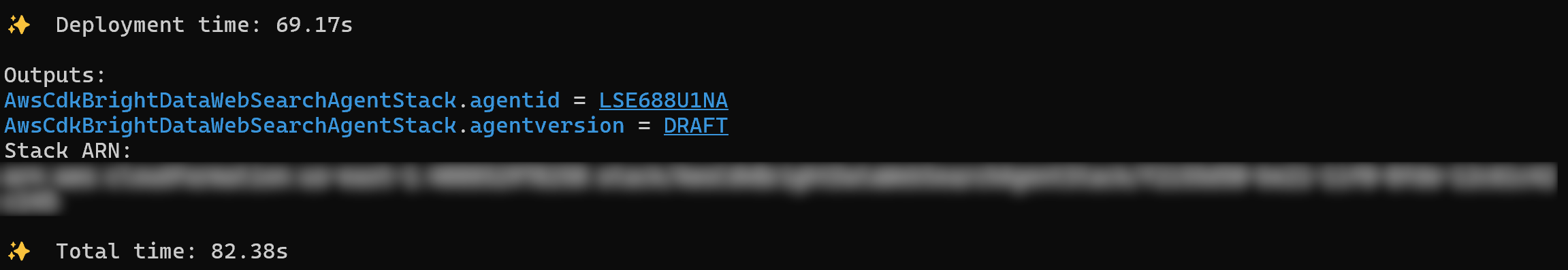 The output of the “deploy” command