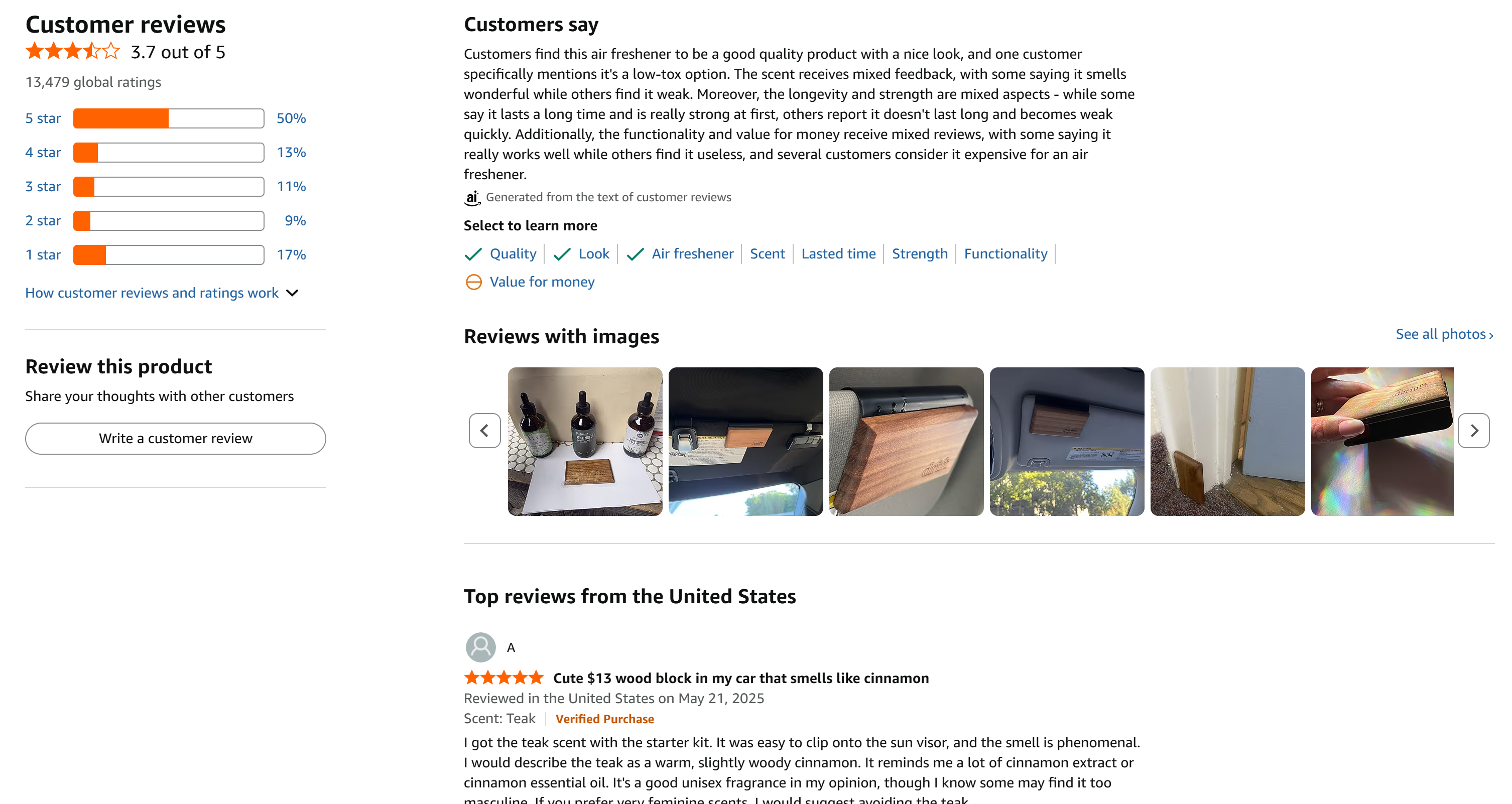 The reviews left by users on the selected product