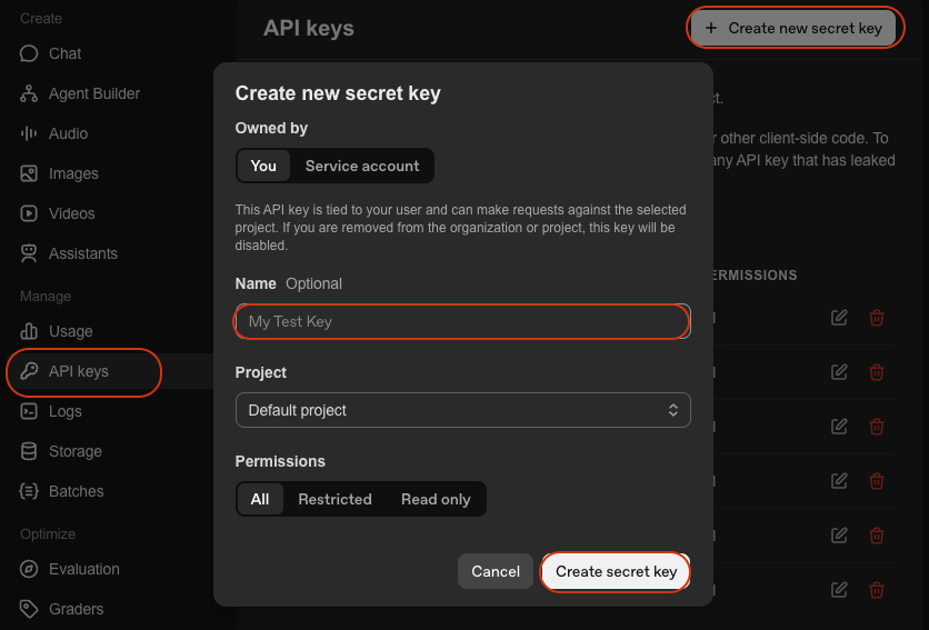 Creating an OpenAI Key