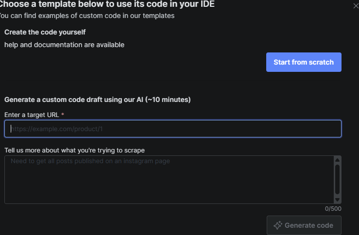Enter your Target URL