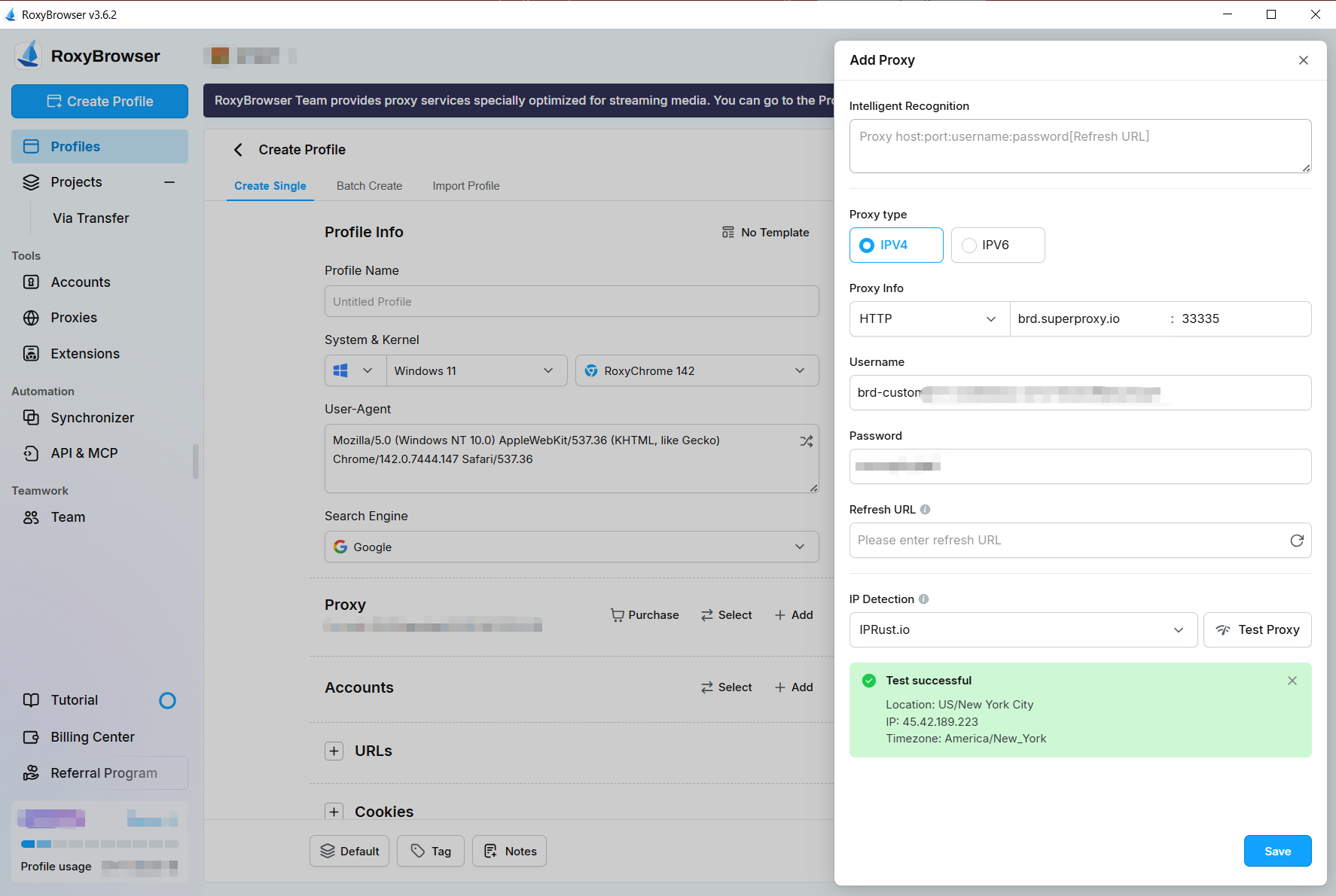 RoxyBrowser Proxy Integration - Free Trial on All Proxy Types