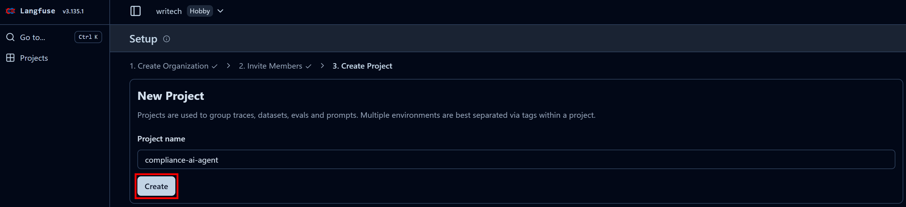Creating a project in your Langfuse organization