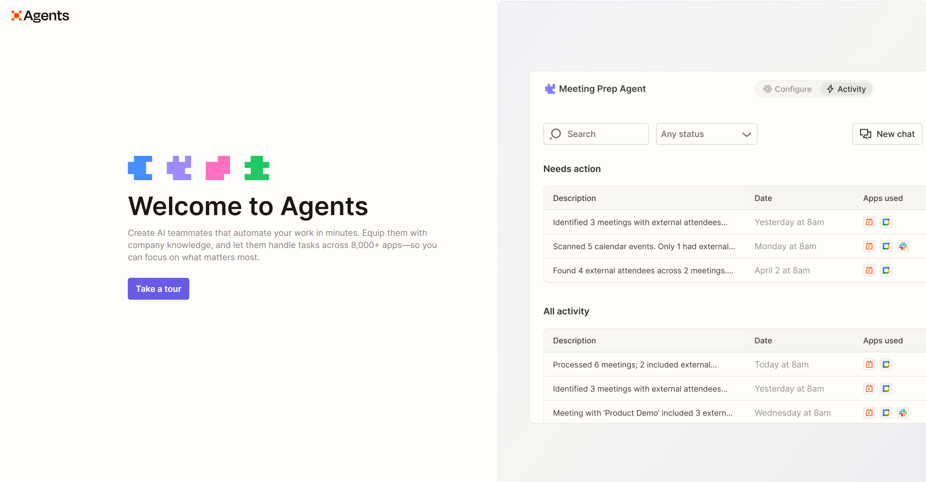 The Zapier Agents welcome page