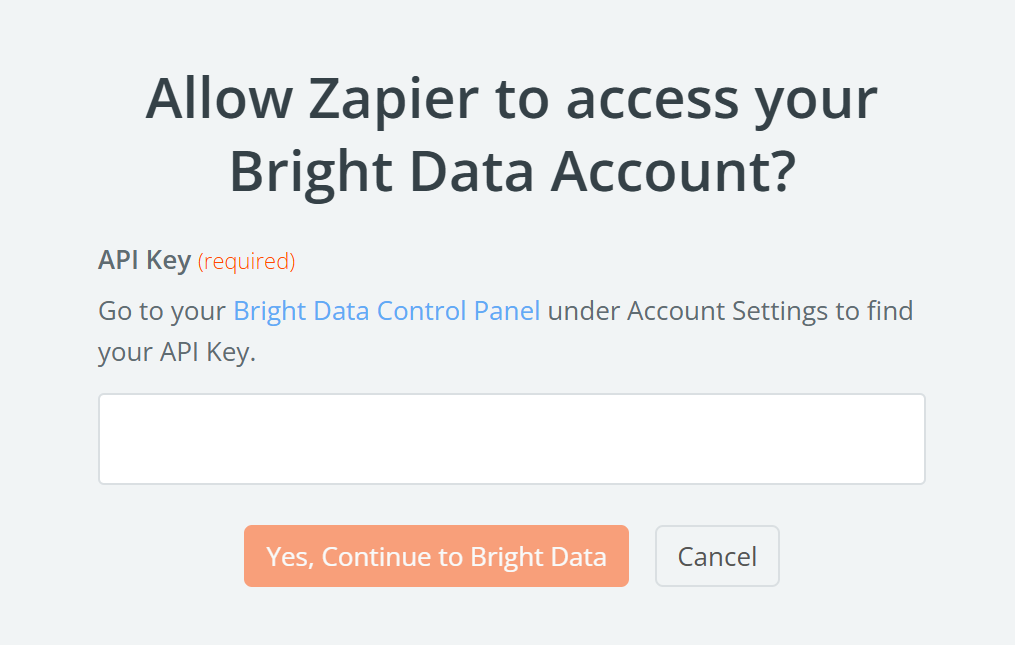 Connecting your Bright Data account to Zapier Agents