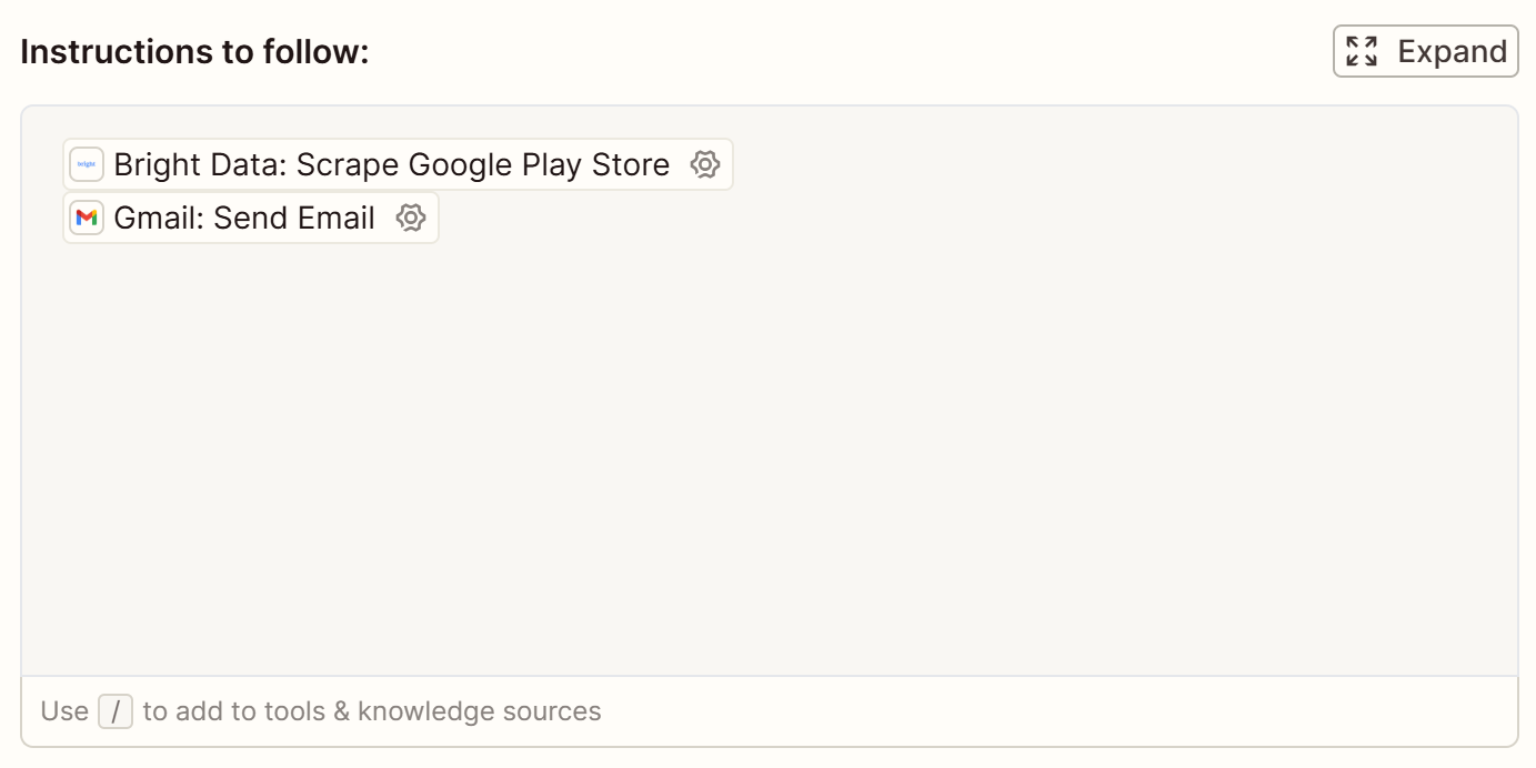 Note the two tools in the “Instructions to follow” section