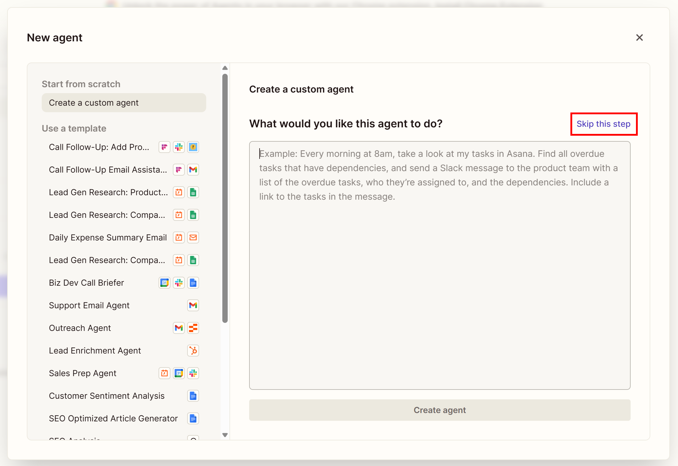 Clicking “Skip this step” button