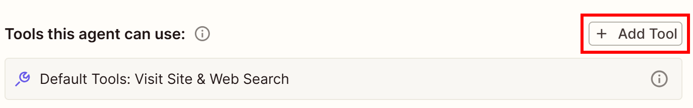 Pressing the “Add tool” button