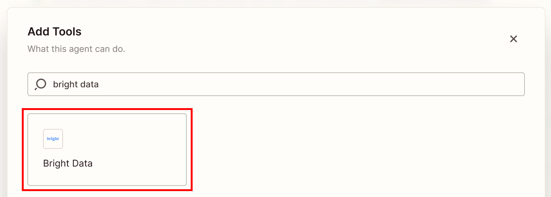Selecting the “Bright Data” option