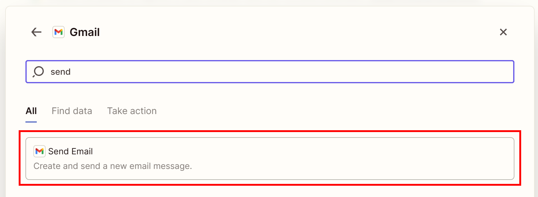 Selecting the “Send Email” tool