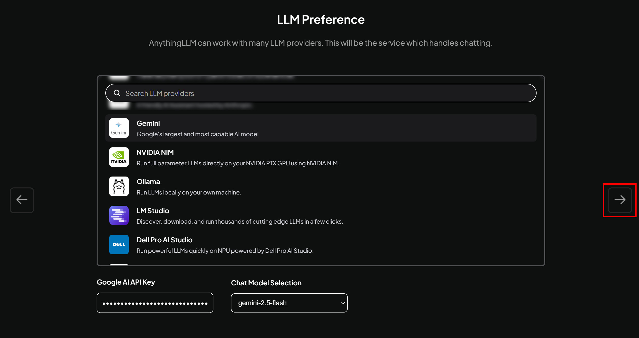 Pressing the “→” button