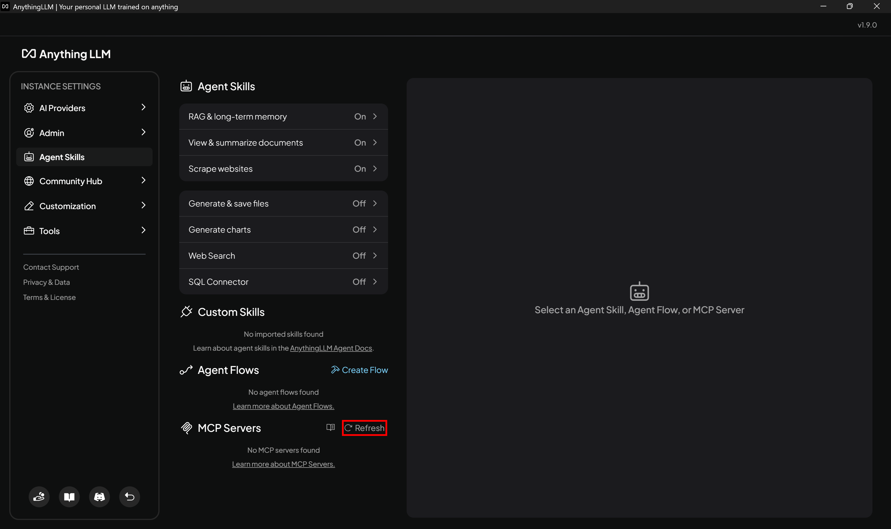 Pressing the “Refresh” button