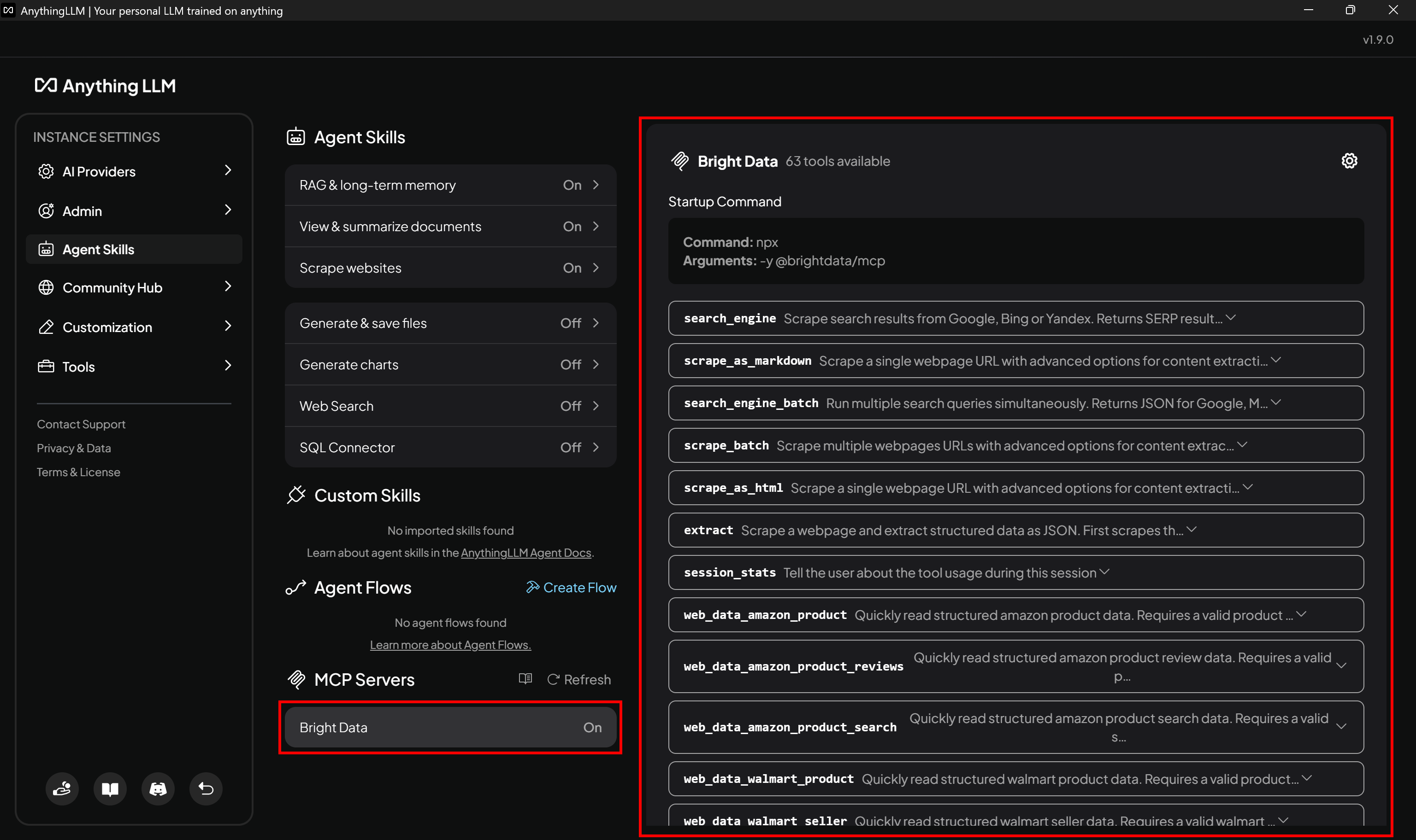 The tools exposed by the Bright Data Web MCP