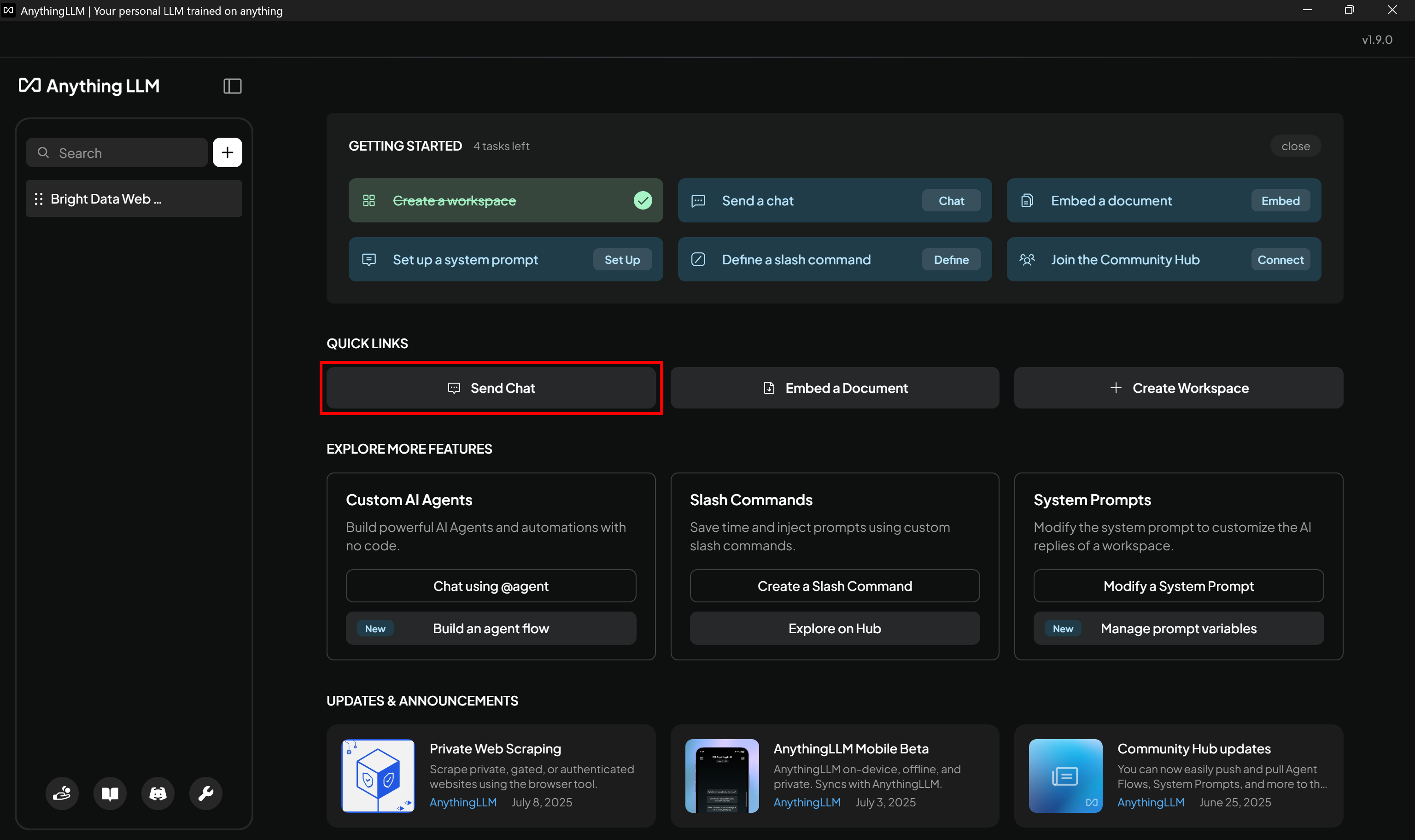 Clicking the “Send Chat” button