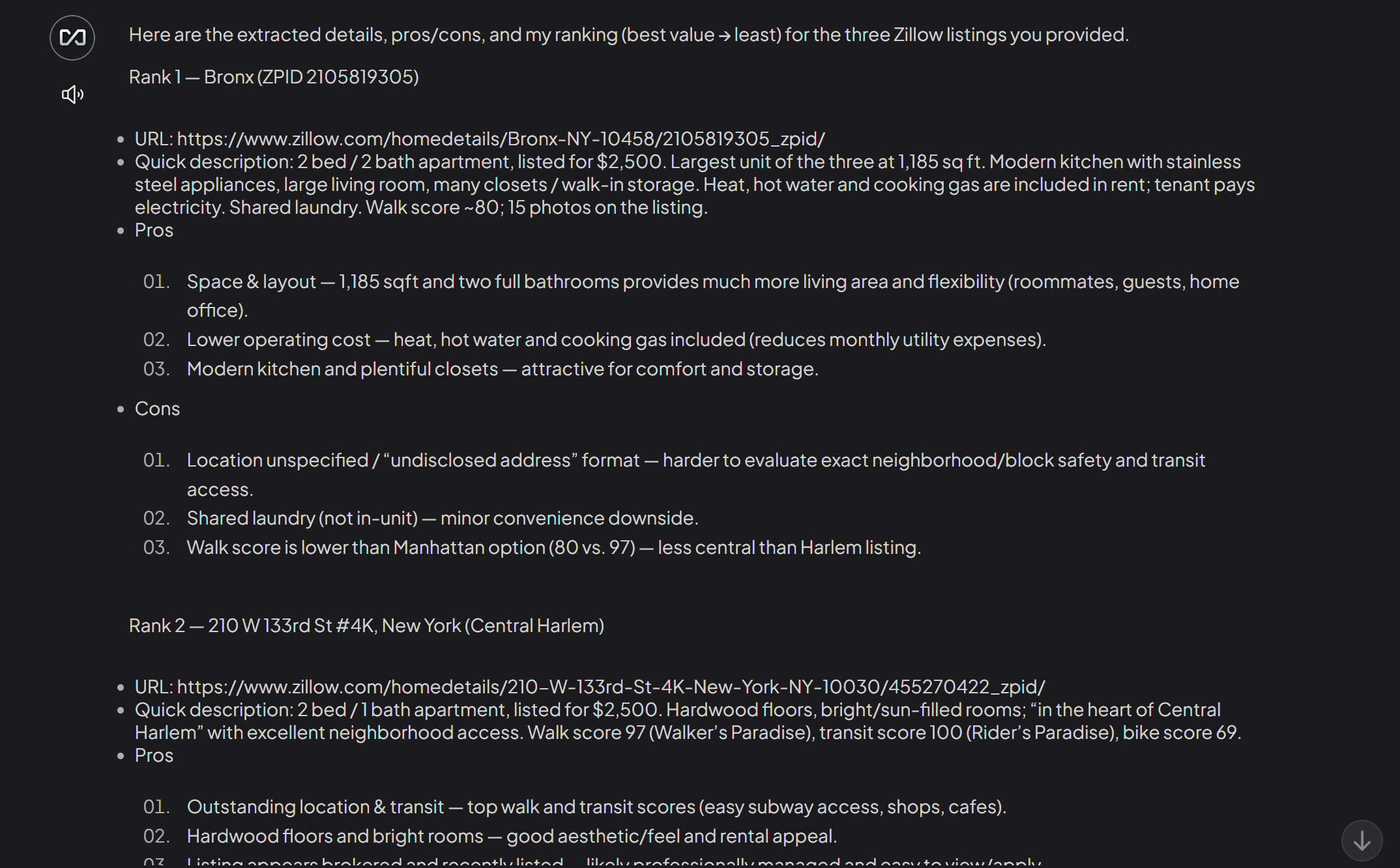 The response produced by the AI agent