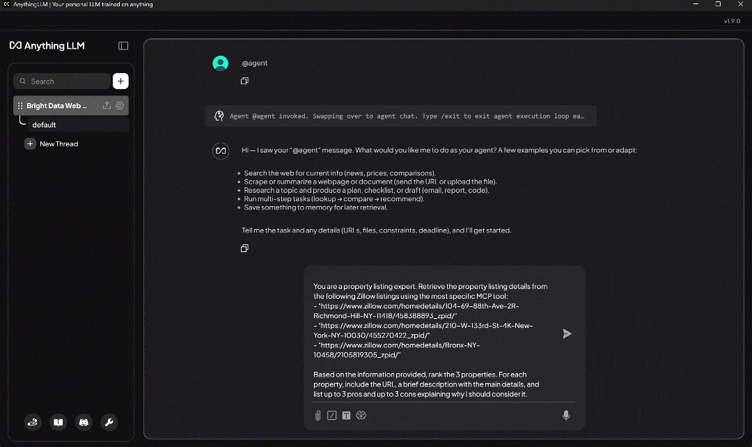 Prompt execution in AnythingLLM