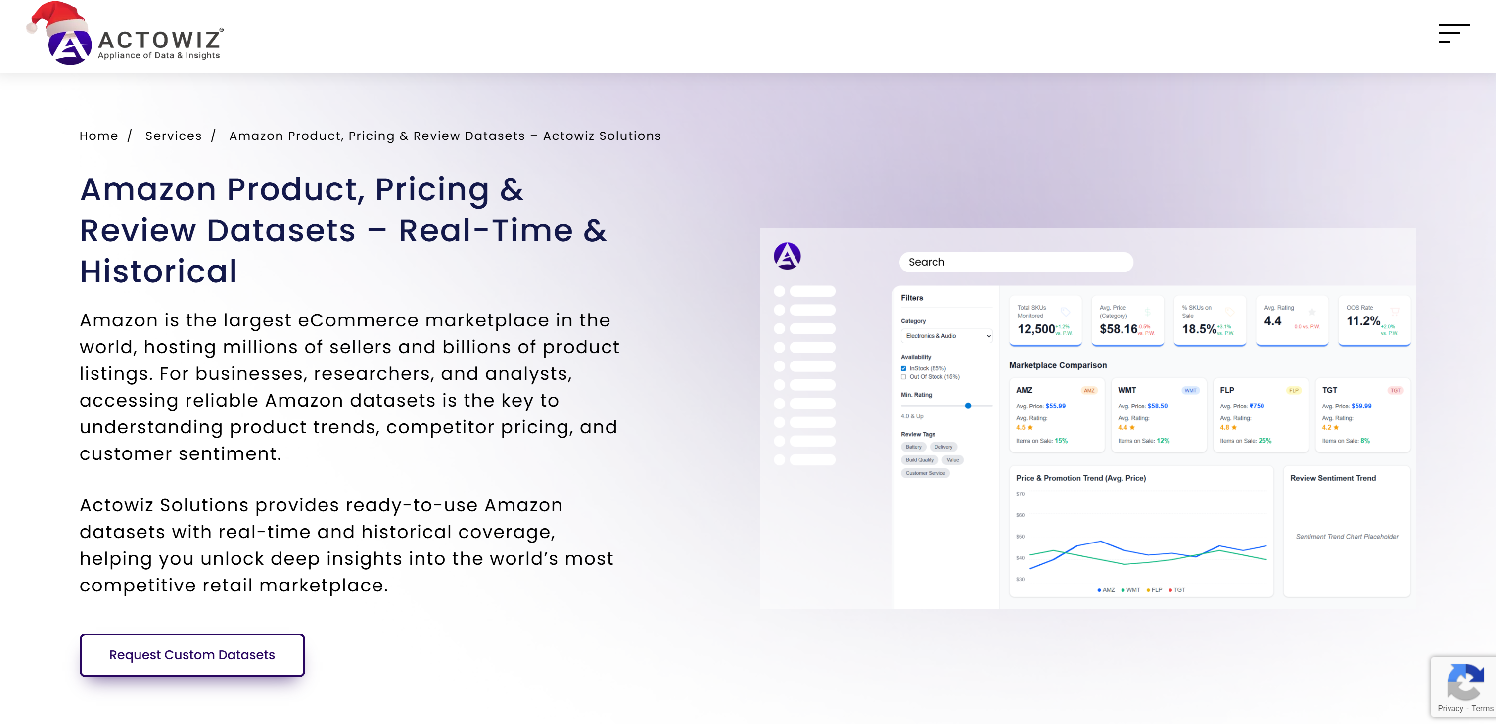 Actowiz Solutions' Amazon product, pricing & review datasets