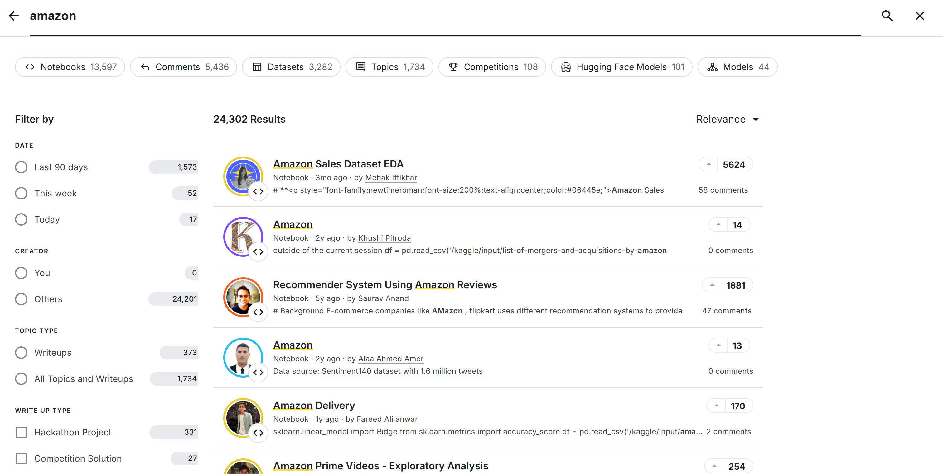 Kaggle's Amazon datasets