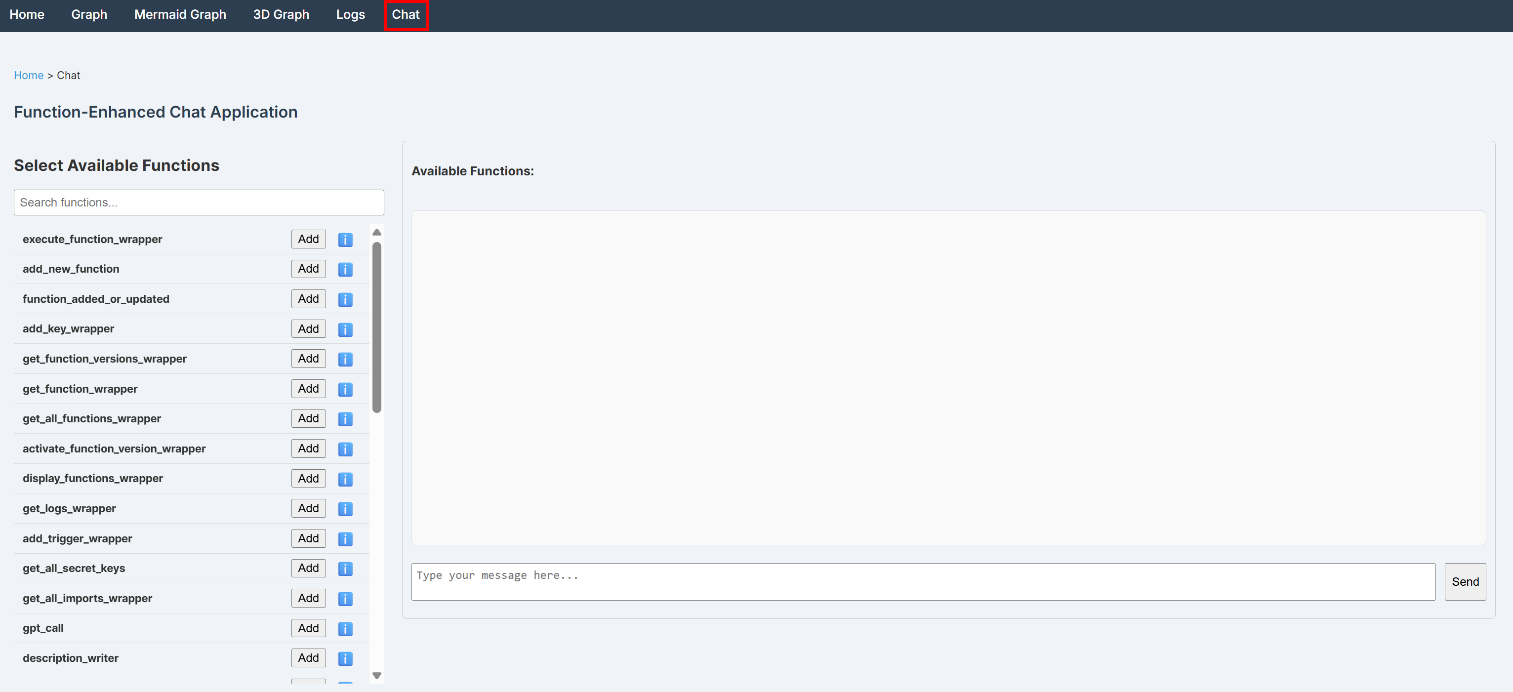 The “Chat” page in the BabyAGI dashboard
