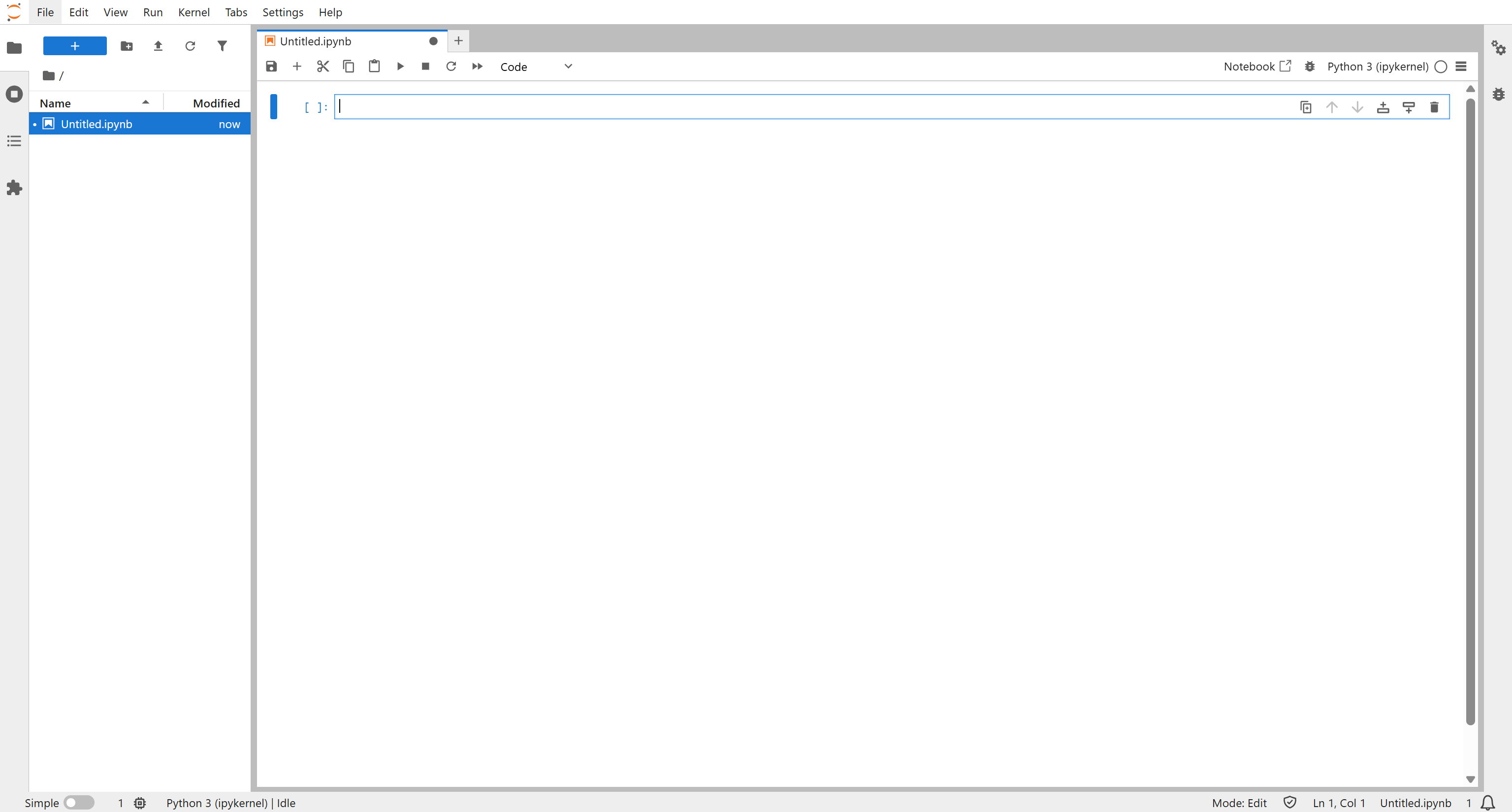 The new “Untitled.ipynb“ notebook