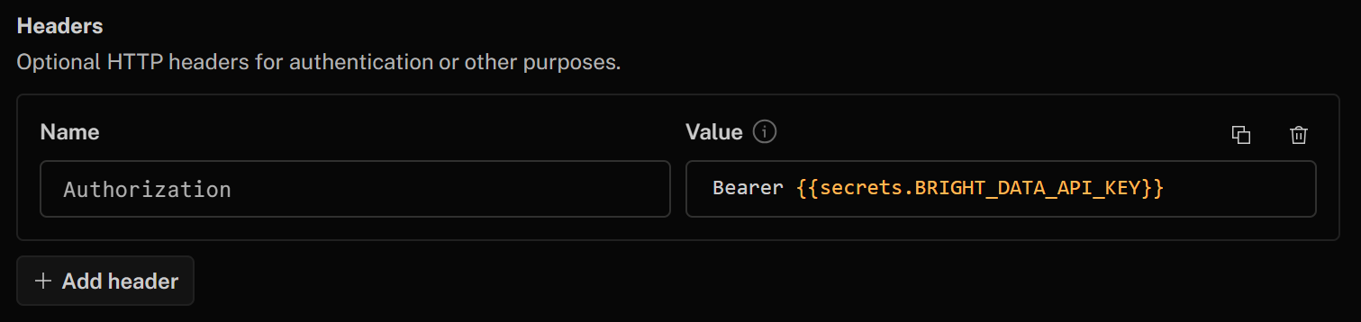 Adding the “Authorization” header for authentication