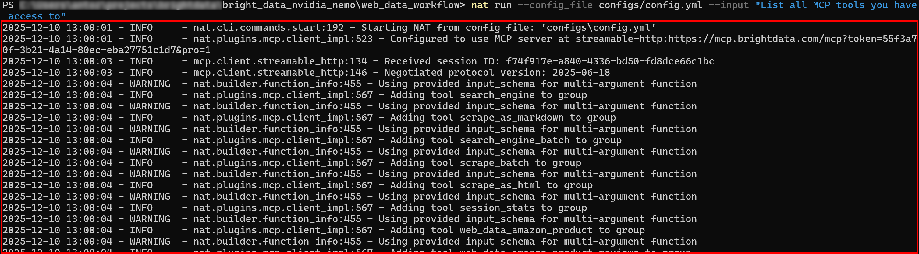 Loading the Web MCP tools