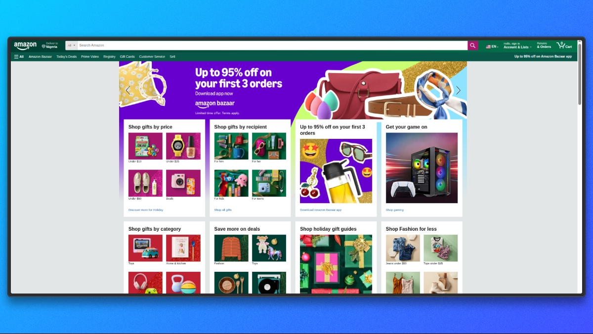 Amazon homepage