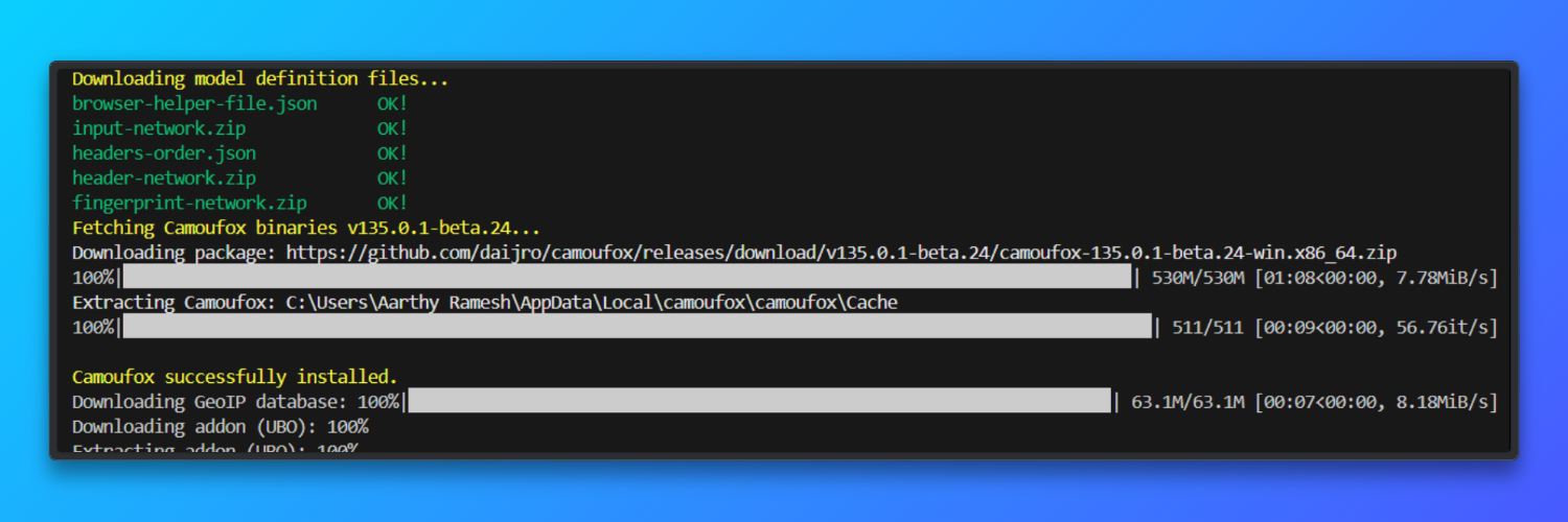 Downloading the Camoufox Browser