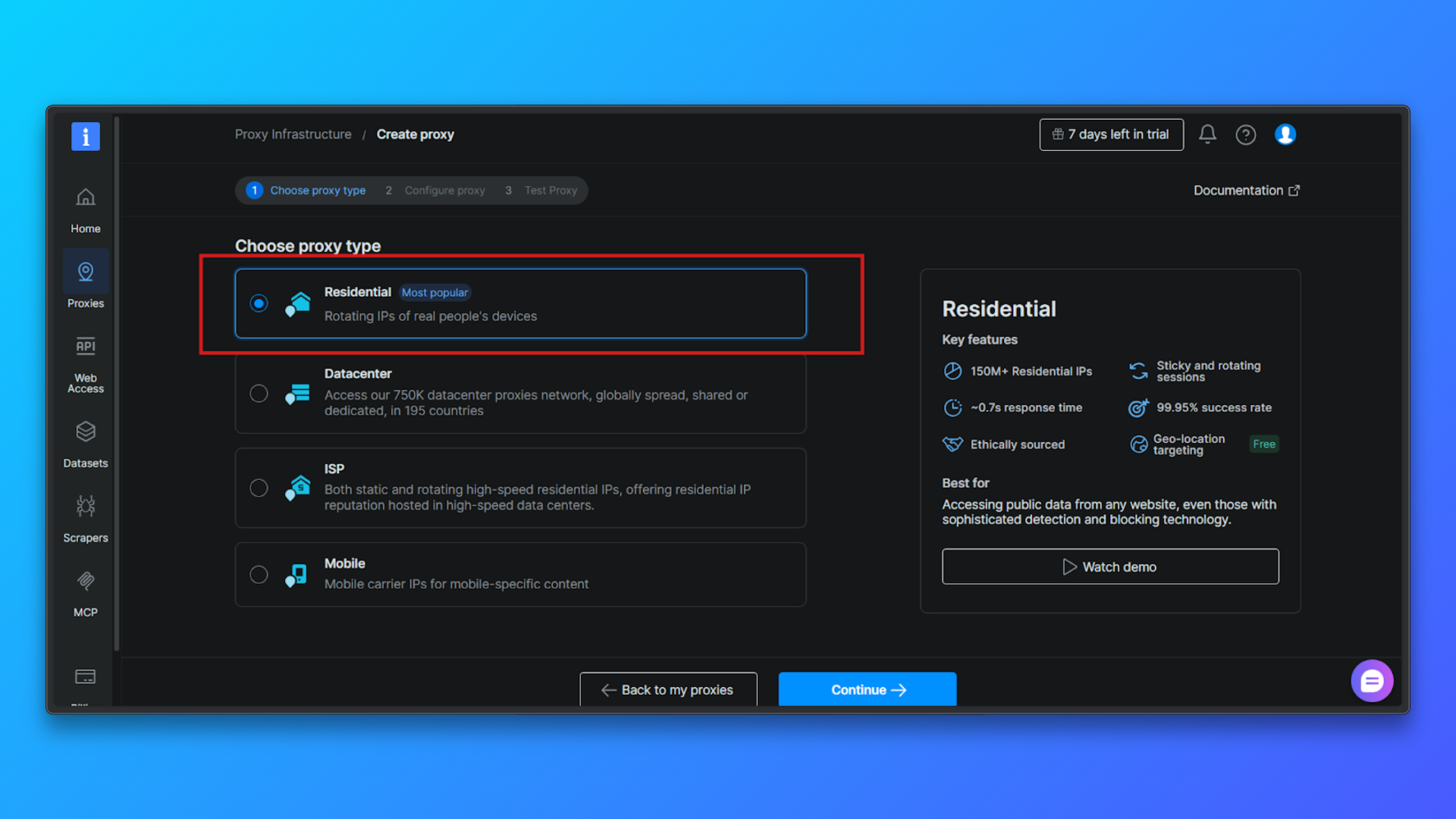 Choosing residential proxies