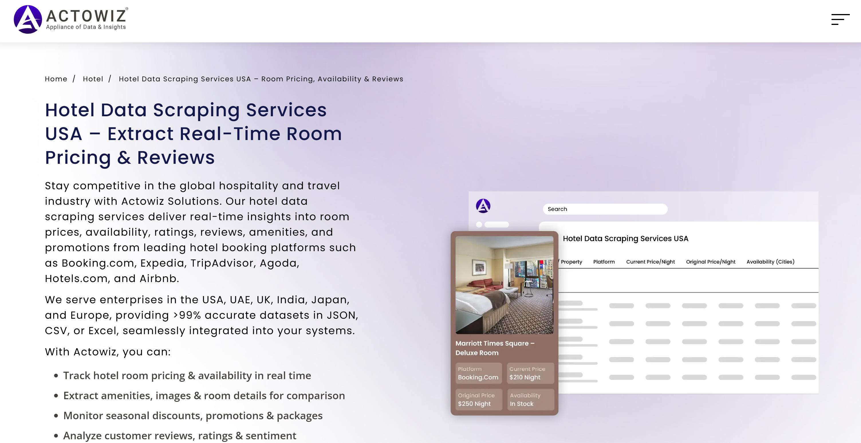 Actowiz Solutions’ hotel data scraping services