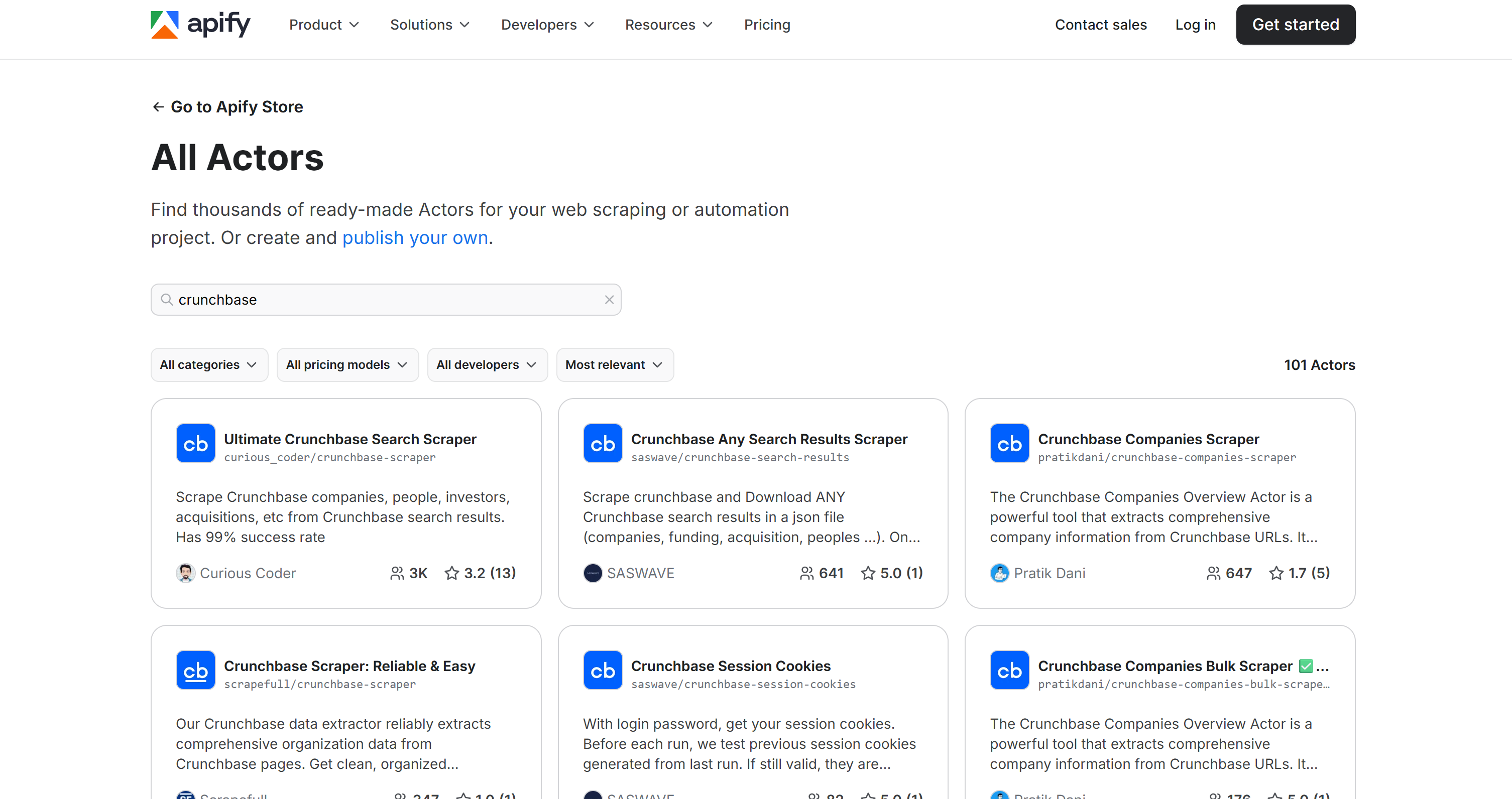 Apify's Crunchbase Actors