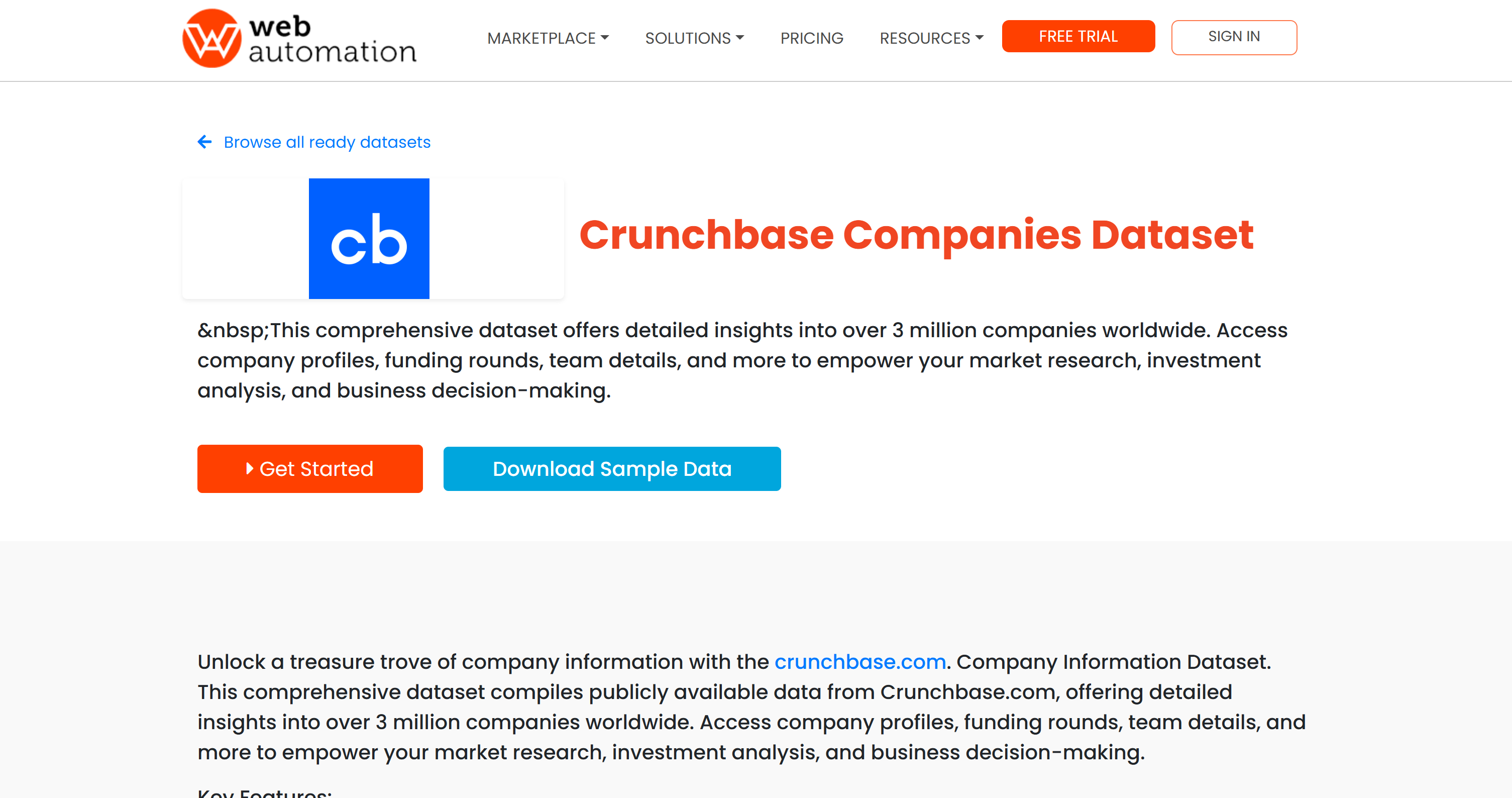webautomation's Crunchbase companies dataset