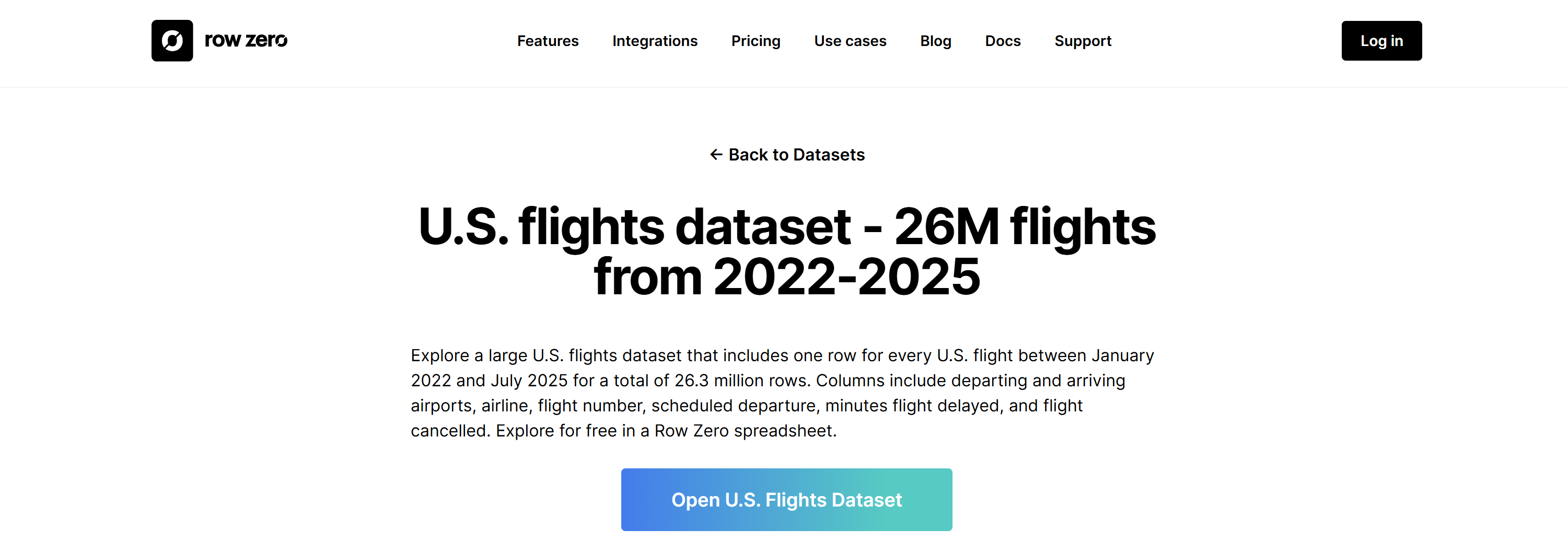Row Zero’s U.S. flights dataset